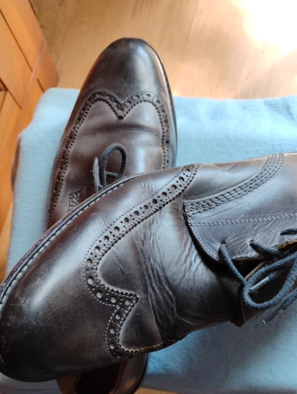 John Varvatos Black Leather Brogue Derby Shoes
